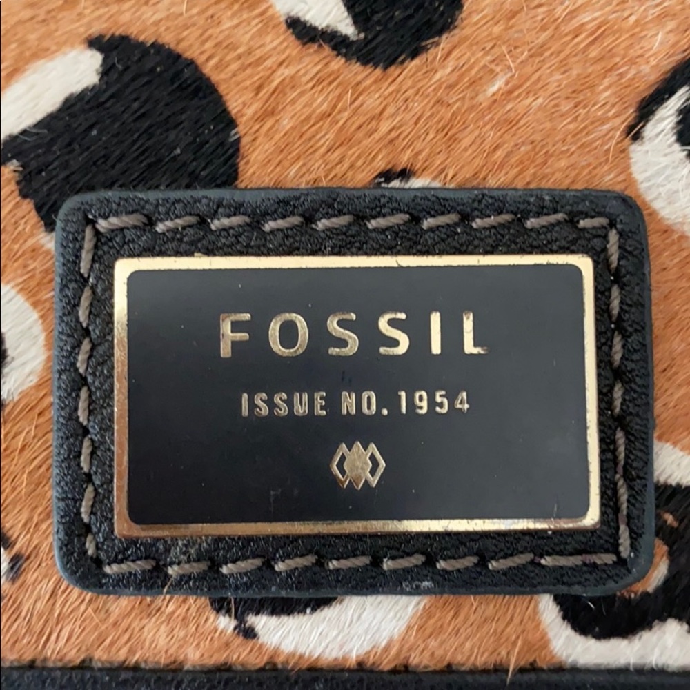 Black Leather/Leopard Print Fossil Wallet - image 2